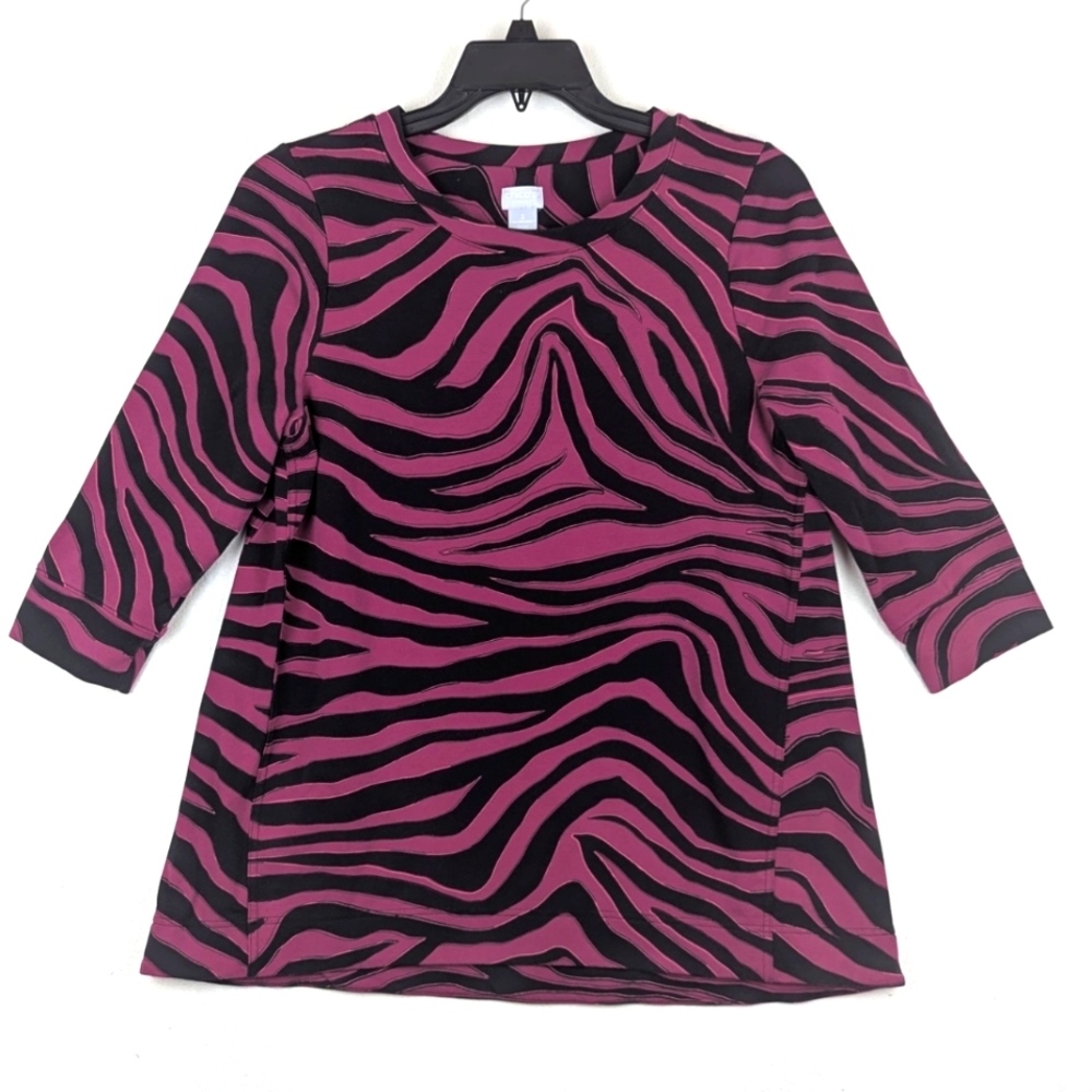 Chico's Zenergy Pink and Black Swirl Top